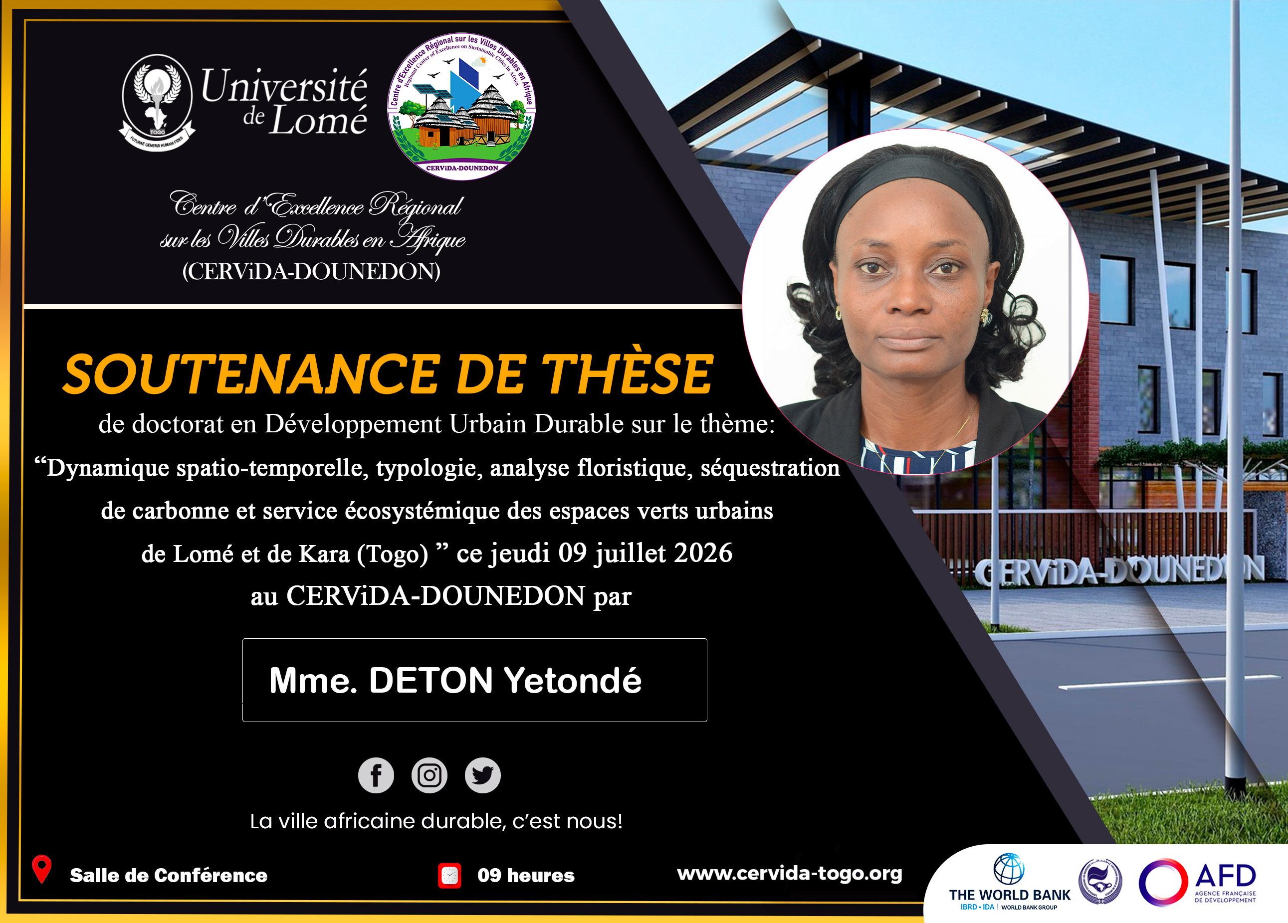Dynamique spatio-temporelle, typologie, analyse floristique, séquestration de carbonne et service écosystémique des espaces verts urbains  de Lomé et de Kara (Togo)
